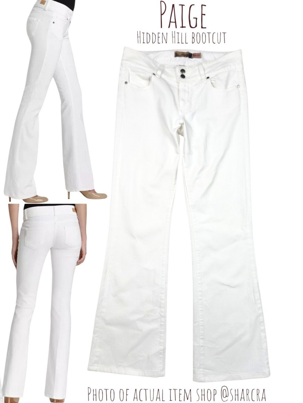 Paige Women's Hidden Hills Bootcut Denim Jeans 0196008-OWT white 27